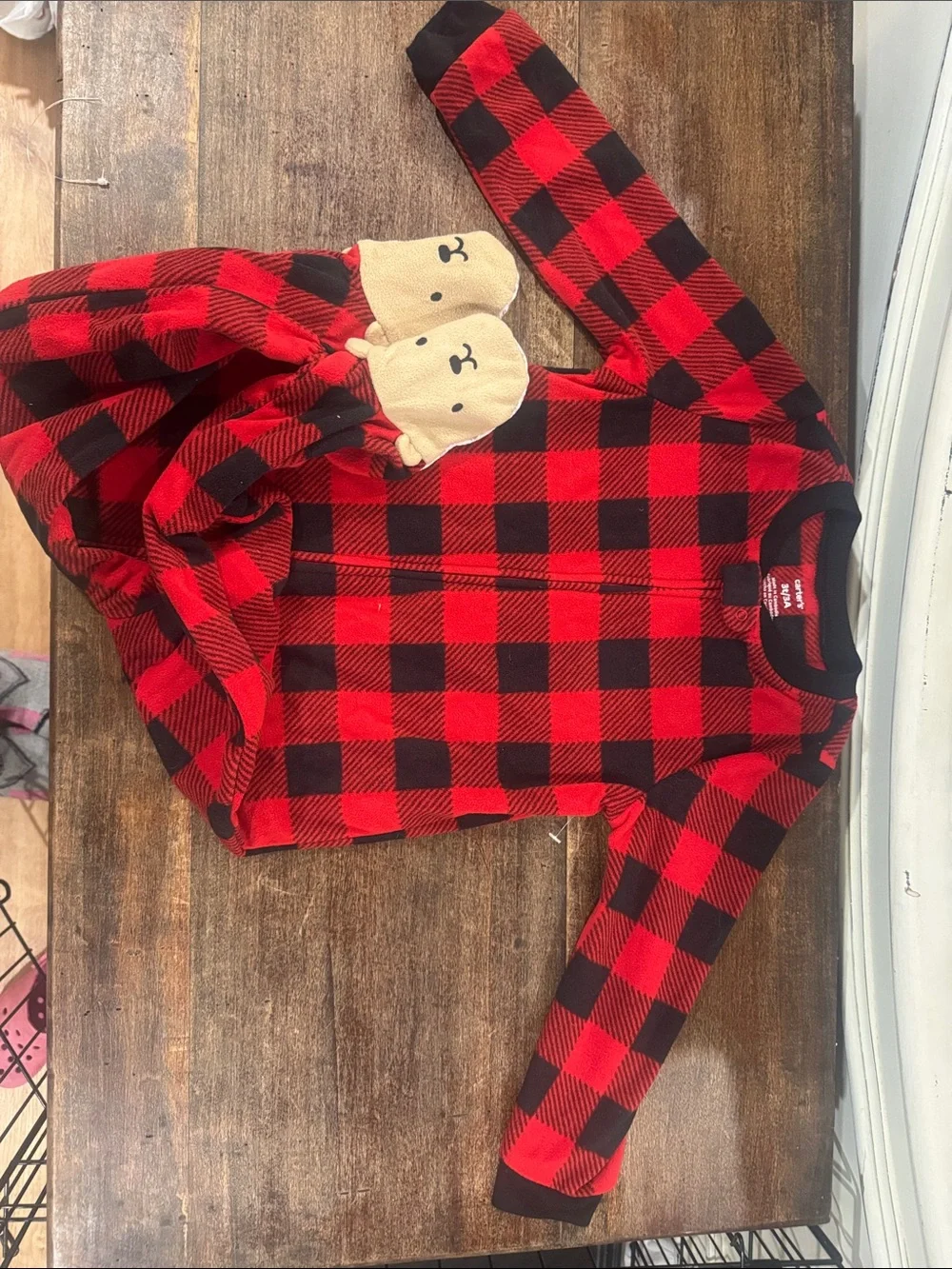 Carter's Red and Black Buffalo Plaid Long-Sleeve Sleep Sack with Bear Pockets